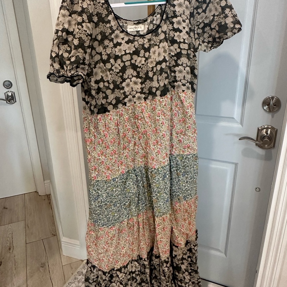 Natural Life Black and Cream Floral Dress